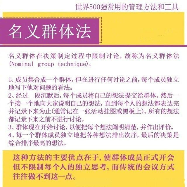 世界500强常用的管理方法和工具