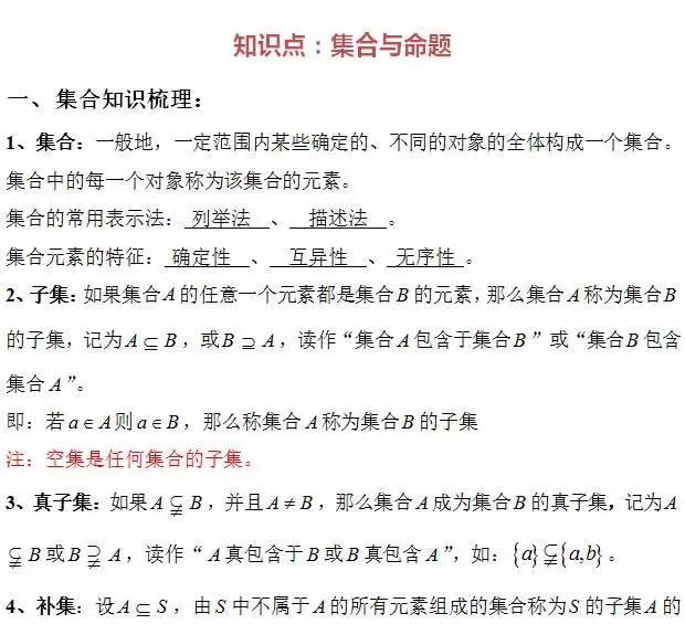 高中数学定义、定理、公式、结论、方法，最全面最靠谱，快收藏