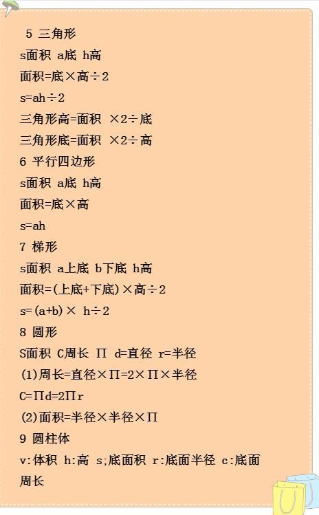 小学数学公式知识点大全，记完这些再也不怕考试了