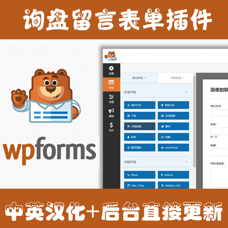 WPForms Pro16.0.2wordpress可视化拖拽式网站留言询盘表单插件