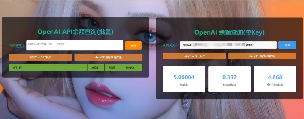 OpenAI账户ChatGPT余额的在线查询源码